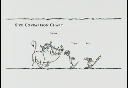 Size chart: Pumbaa, Timon & Zazu