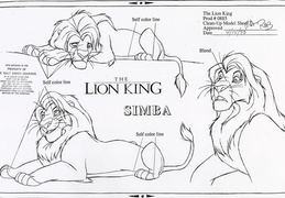 Adult Simba cleanup model sheet